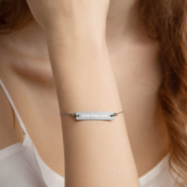 Faith Hope Love – Engraved Silver Bar Chain Bracelet